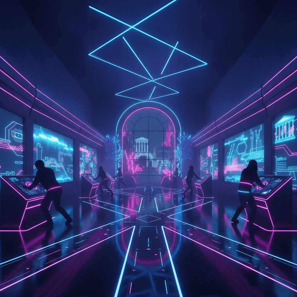 Interno dell'arcade NEONPLEX a Napoli